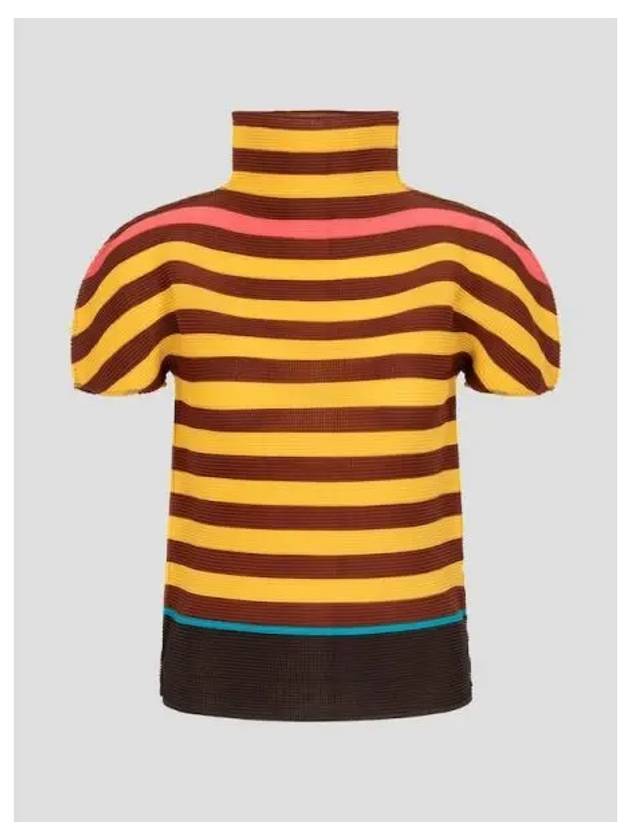 Striped t shirt yellow brown domestic product GM0024070368067 - ISSEY MIYAKE - BALAAN 1