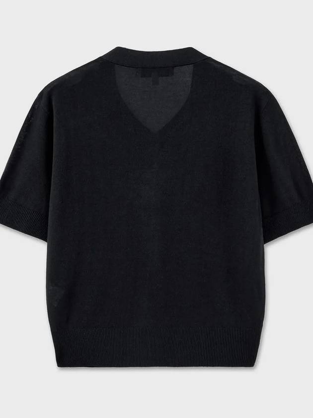 Linen Layered Crop Cardigan Knit Top Black - NOIRER FOR WOMEN - BALAAN 9