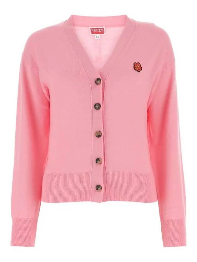 Boke Flower Embroidered Wool Cardigan Pink - KENZO - BALAAN 1