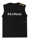 Women's Logo Print Shoulder Button Sleeveless Black - BALMAIN - BALAAN 2