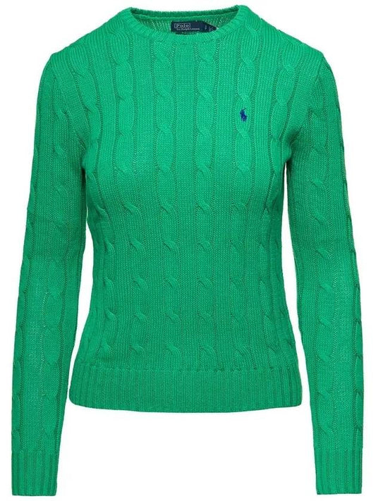 Embroidered Logo Pony Cable Knit Top Green - POLO RALPH LAUREN - BALAAN 2