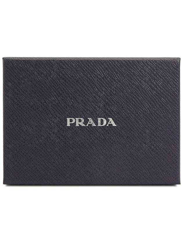 Logo Neck Strap Saffiano Leather Card Wallet Black - PRADA - BALAAN 11