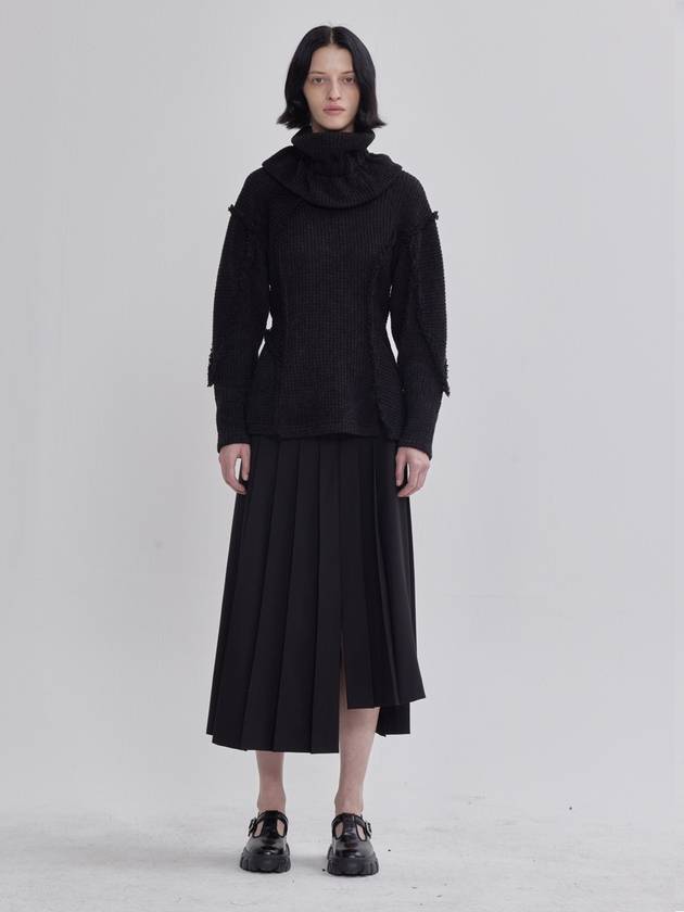 raw edge signature cutting knit sky black - LIE - BALAAN 4