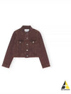 Overdyed Bleach Denim Jacket Bordeaux - GANNI - BALAAN 2