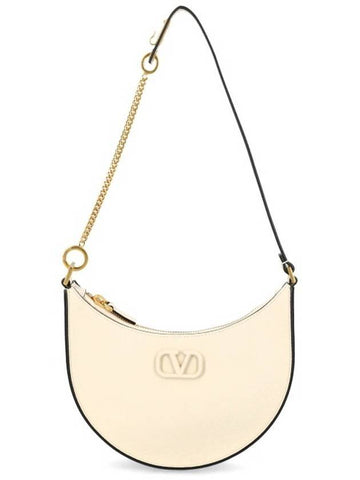 V Logo Classic Leather Chain Shoulder Bag Ivory - VALENTINO - BALAAN 1