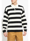 Men's Striped Cotton Polo Shirt Ivory Black - GUCCI - BALAAN 4