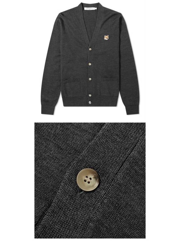 Fox Head Patch Classic Cardigan Anthracite - MAISON KITSUNE - BALAAN 5