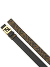 FF Squared Leather Belt Black Brown - FENDI - BALAAN 5