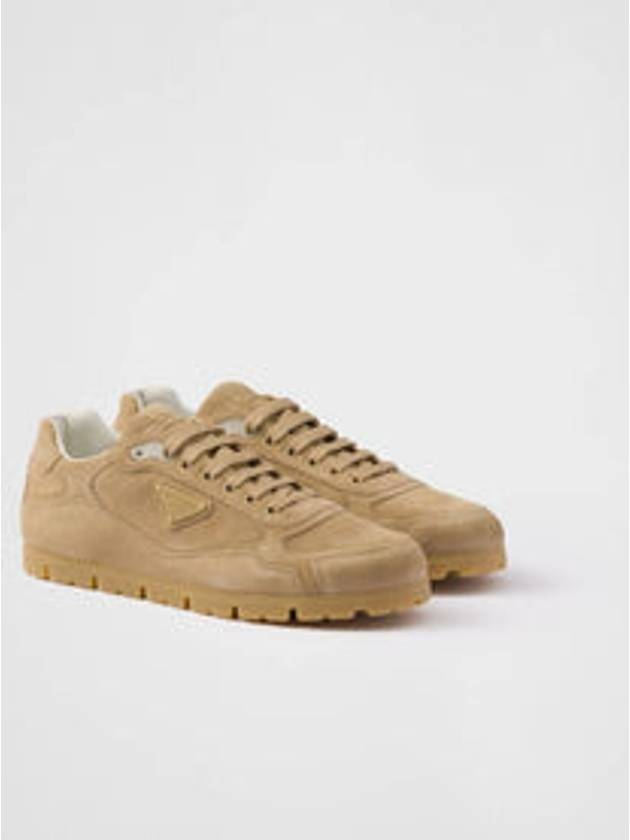 Faded Suede Low Top Sneakers Ecru - PRADA - BALAAN 2