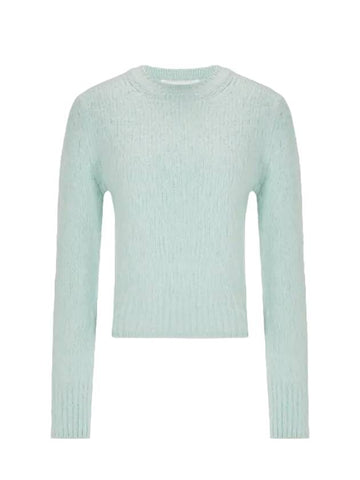 Brushed Wool Alpaca Knit Top Pale Green - AMI - BALAAN.