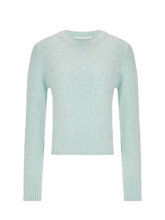 Brushed Wool Alpaca Knit Top Pale Green - AMI - BALAAN.