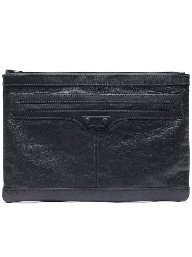 classic leather clutch bag gray - BALENCIAGA - BALAAN.