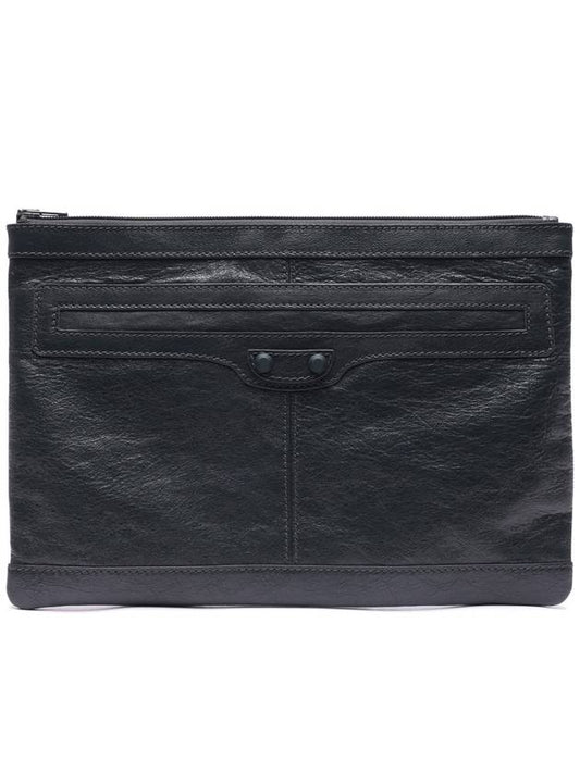 classic leather clutch bag gray - BALENCIAGA - BALAAN.