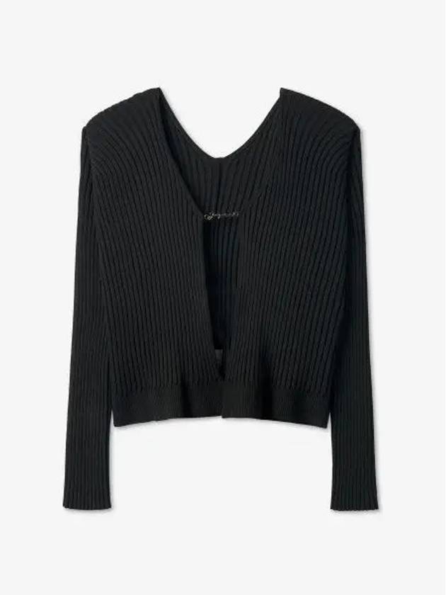 La Maille Pralu Longue Micro Charm Logo Cardigan Black - JACQUEMUS - BALAAN 2