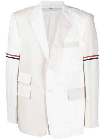 Armband Two Tone Tailored Jacket White - THOM BROWNE - BALAAN 1