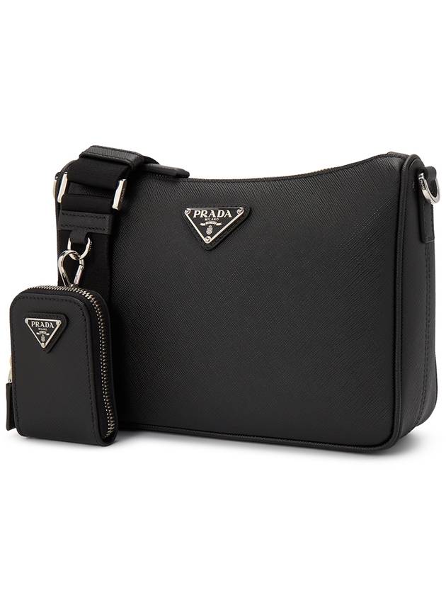 Triangle Logo Saffiano Leather Cross Bag Black - PRADA - BALAAN 3