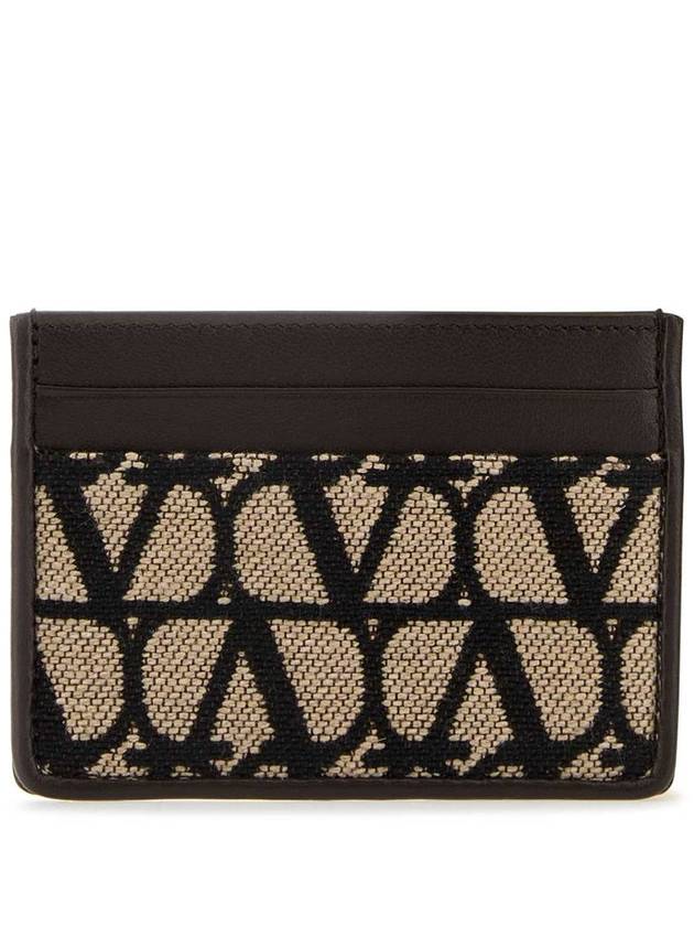 V Logo Pattern Card Wallet Brown - VALENTINO - BALAAN 2