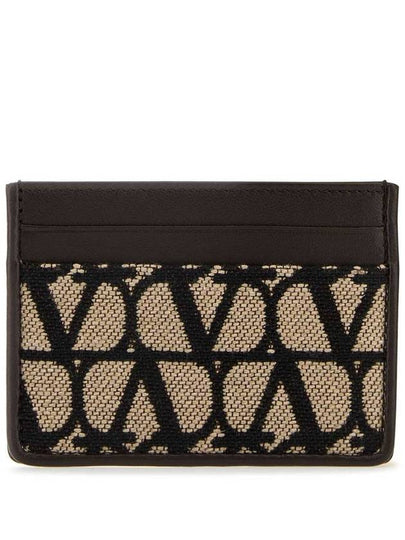 V Logo Pattern Card Wallet Brown - VALENTINO - BALAAN 2