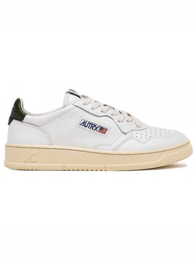 Men's Medalist Leather Low Top Sneakers White Green - AUTRY - BALAAN 2