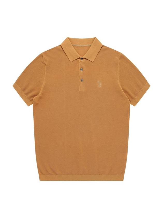 Men's Polo Pique Short Sleeve Knit Top Ocher - SOLEW - BALAAN 2