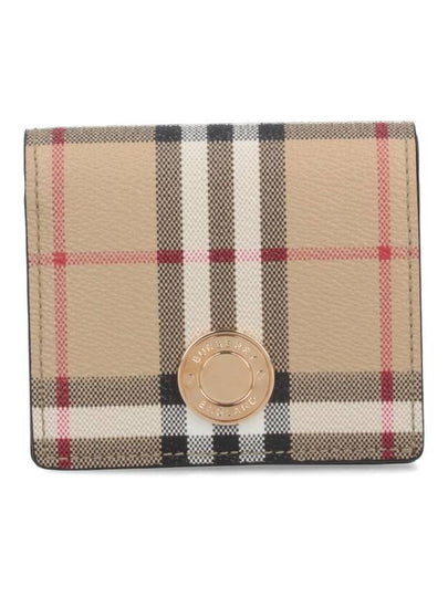 Engraved Logo Check Half Wallet Archive Beige - BURBERRY - BALAAN 2