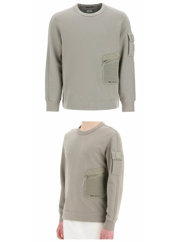 Metropolis Diagonal Fleece Utility Pocket Sweatshirt Grey - CP COMPANY - BALAAN 5