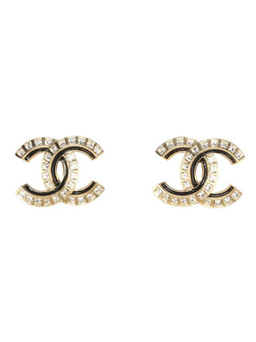 earrings metal diamante gold black crystal - CHANEL - BALAAN 1