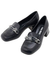 Chain Logo Leather Loafers Black - MIU MIU - BALAAN 2