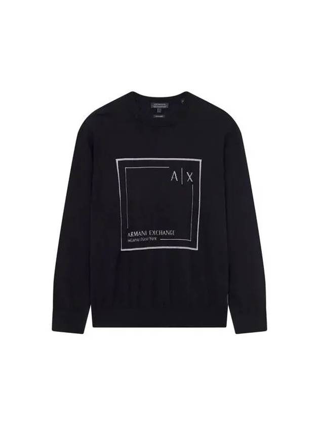 Men s Square Logo Crew Neck Knit Black 270415 - ARMANI EXCHANGE - BALAAN 1