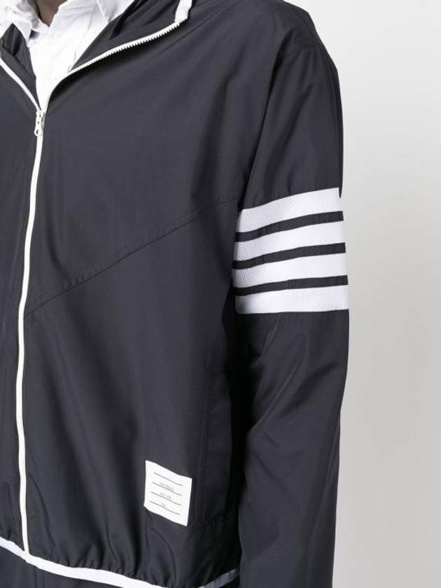 Military Ripstop Mesh 4-Bar Packable Hooded Jacket Navy - THOM BROWNE - BALAAN 6