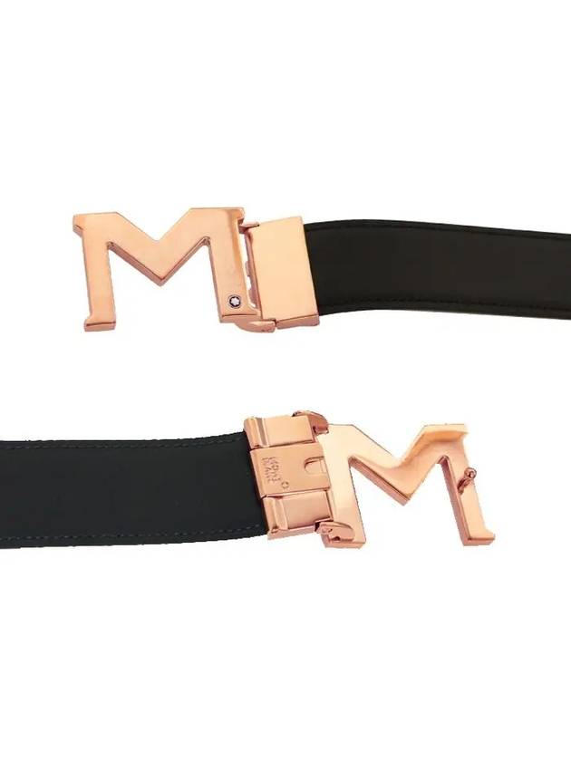 M Buckle Reversible Leather Belt Rose Gold Black - MONTBLANC - BALAAN 3