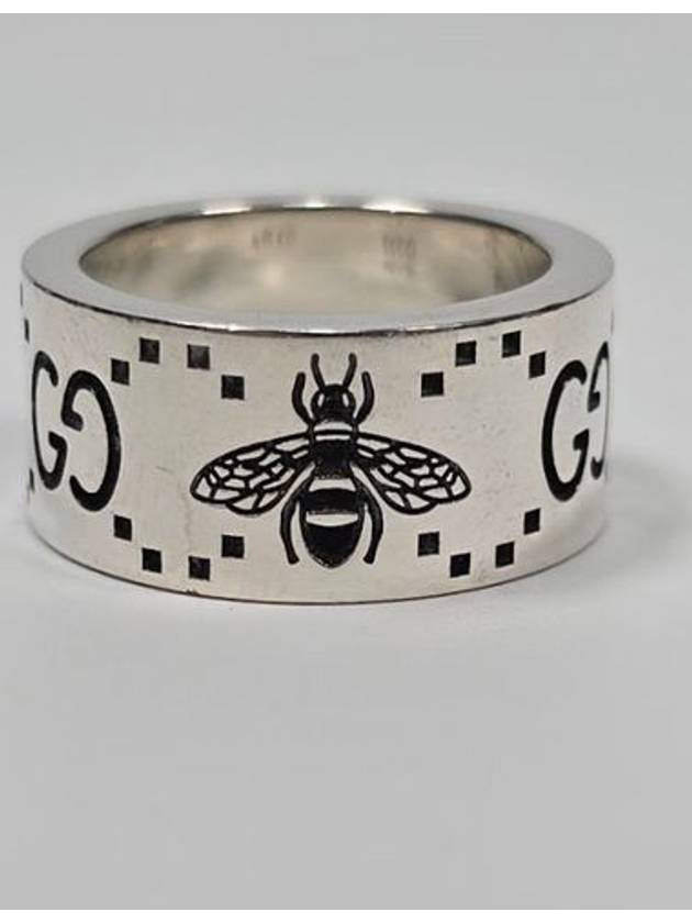 Bee GG engraving wide silver ring No 9 - GUCCI - BALAAN 3