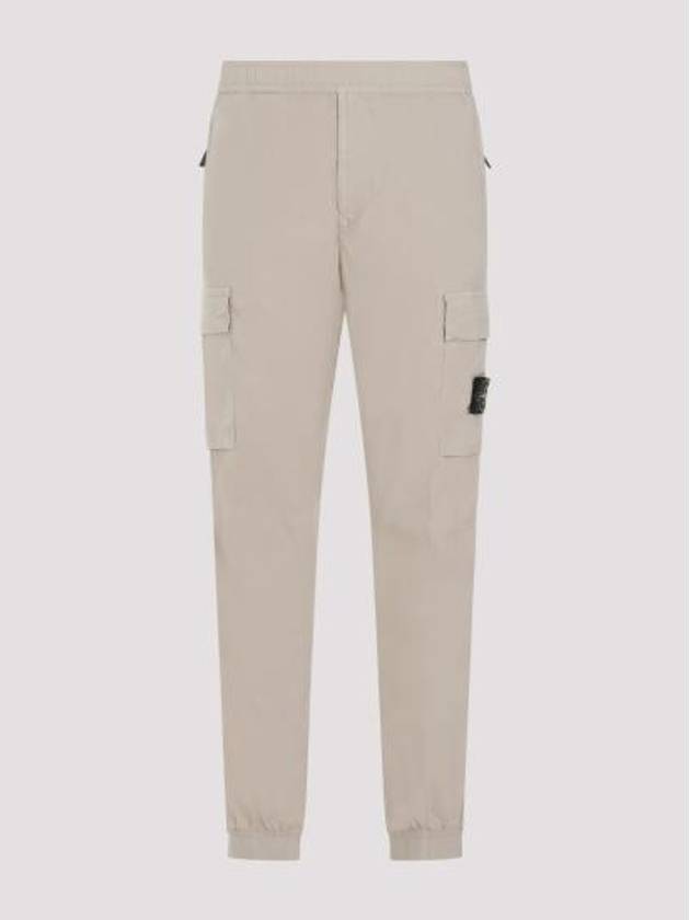 Stretch Cotton Tella Parachute Straight Pants Beige - STONE ISLAND - BALAAN 4