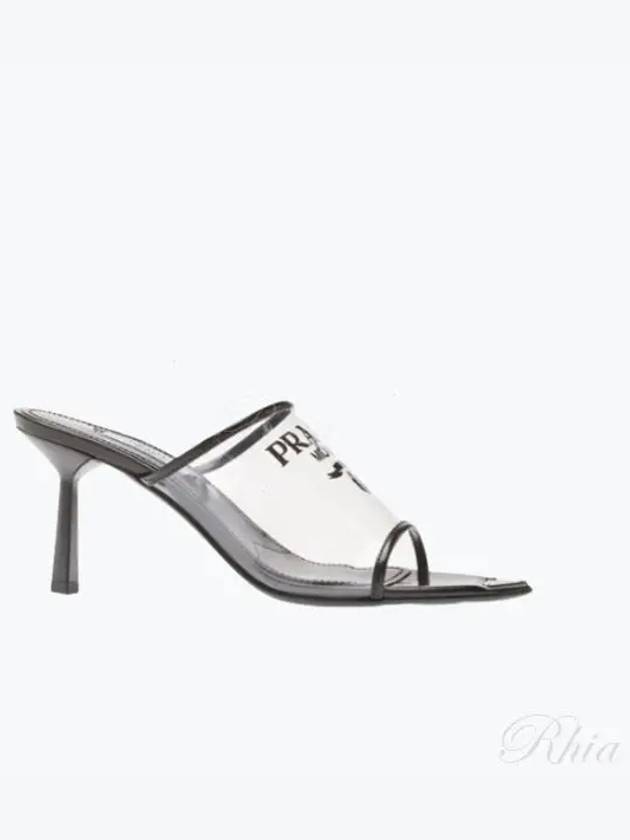 Logo Print Plexiglass Sandals Heel Black - PRADA - BALAAN 2