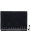 Intrecciato Brushed Strap Clutch Bag Black - BOTTEGA VENETA - BALAAN 5