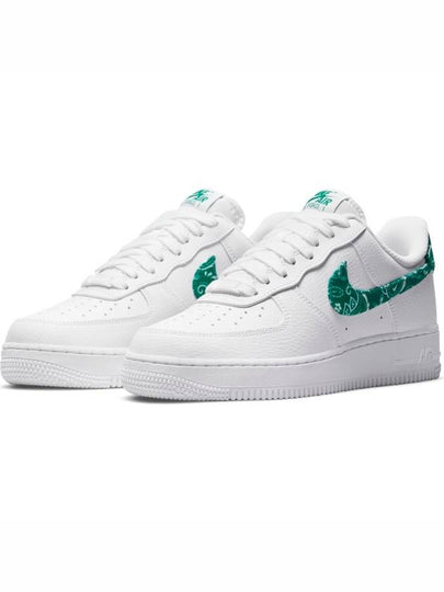 Women's Air Force 1 '07 Essential Paisley Swoosh Low Top Sneakers White Malachite - NIKE - BALAAN 2