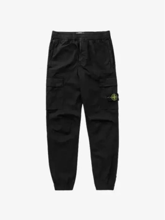 Stretch Cotton Tela Paracadute Cargo Straight Pants Black - STONE ISLAND - BALAAN 2