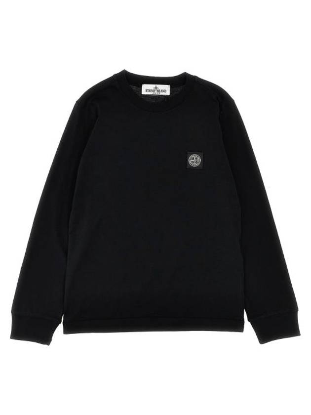 Kids Stone Logo Patch Long Sleeve T-Shirt Black - STONE ISLAND - BALAAN 1