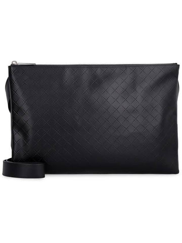 Intrecciato Emboss Messenger Bag Black - BOTTEGA VENETA - BALAAN.