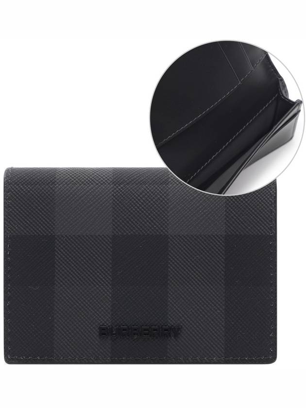 Men's Checked Leather Half Wallet Grey - BURBERRY - BALAAN 3