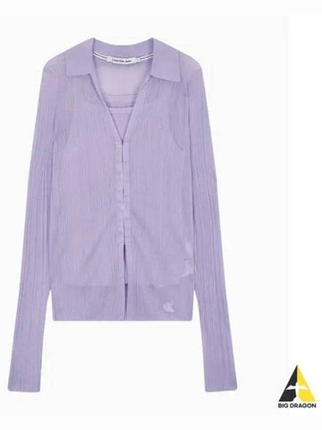 JEANS Women s Lilac 2 IN 1 Polo Cardigan J223903 VFR - CALVIN KLEIN - BALAAN 1