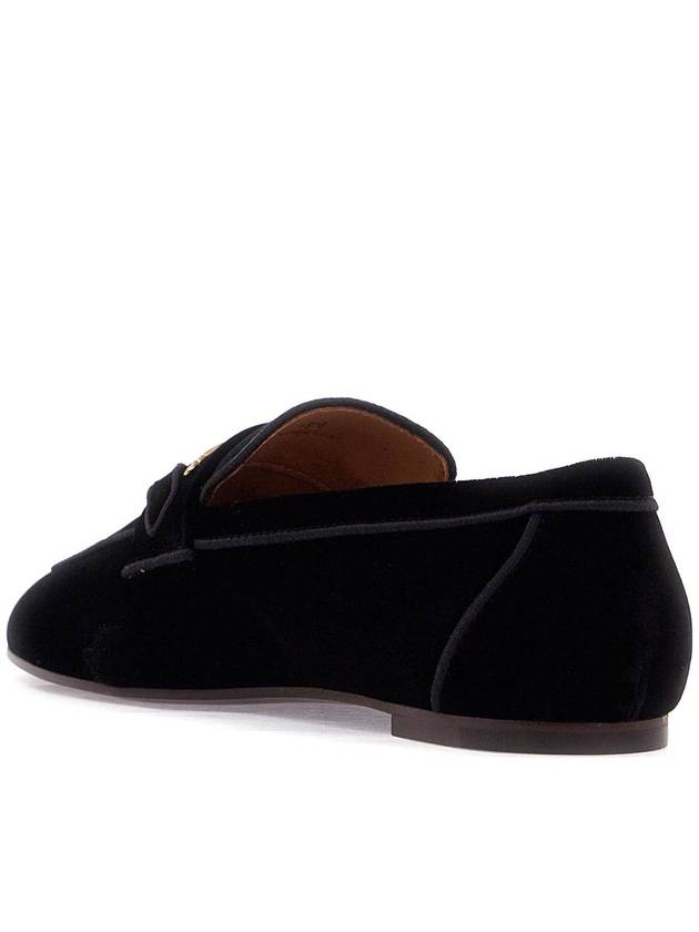 Women's Metal Double T Velvet Loafers Black - TOD'S - BALAAN 4