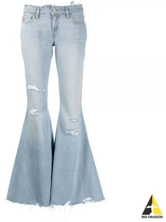 Distressed Flare Wide Jeans Blue - ERL - BALAAN 2