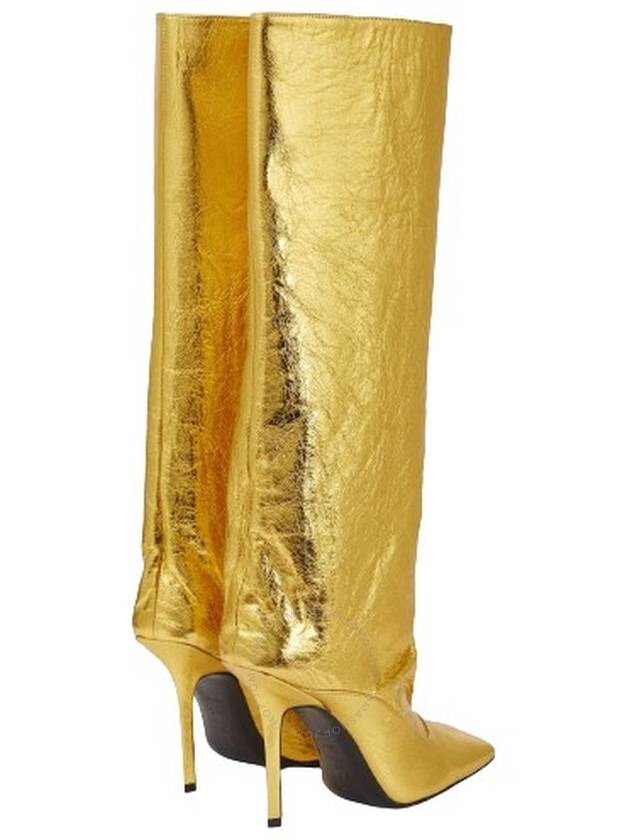 The Attico Ladies Gold Sienna Crinkled Laminated 105 mm Knee-High Boots, Brand Size 39 ( US Size 9 ) - THE ATTICO - BALAAN 3