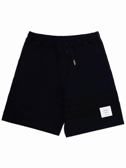 Seersucker Loopback 4-Bar Sweat Shorts Navy - THOM BROWNE - BALAAN.