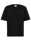 Small Heart Logo Boxy Fit Short Sleeve T-Shirt Black - AMI - BALAAN 2