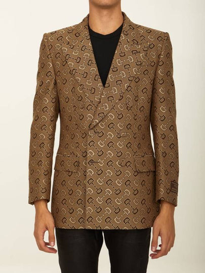 Maxi Horsebit Cotton Jacket Beige Brown - GUCCI - BALAAN 2