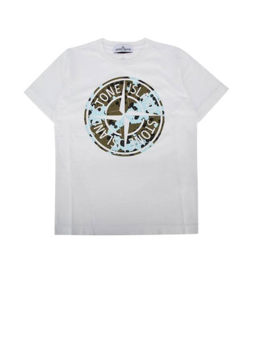 Kids Logo Short Sleeve T-Shirt White - STONE ISLAND - BALAAN 1