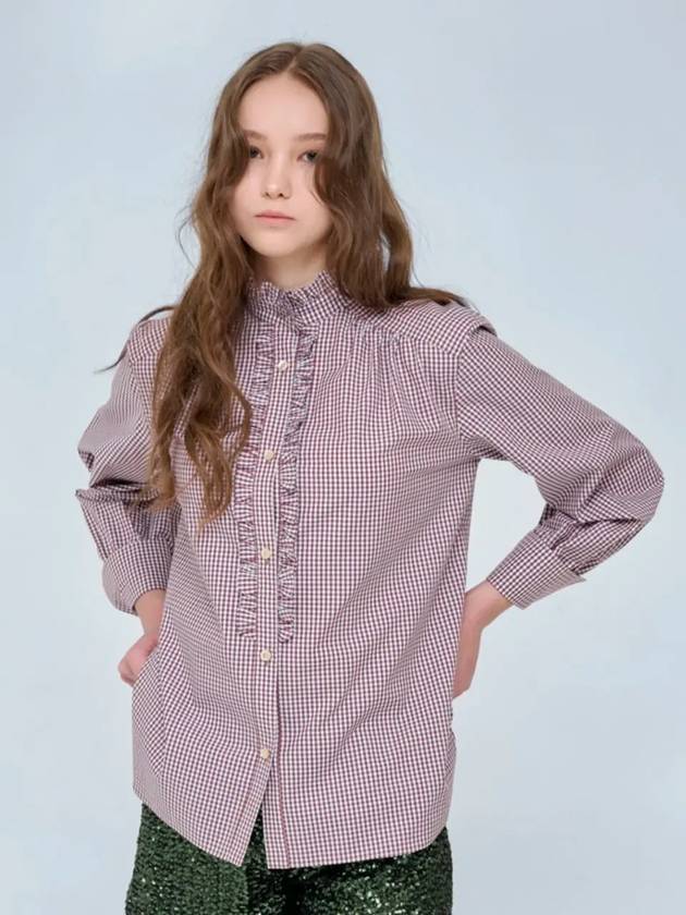 Collared cotton blouse check brown 0120 - VOYONN - BALAAN 7