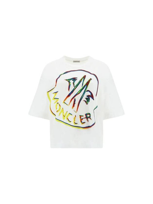 Rainbow Logo Short Sleeve T-shirt White - MONCLER - BALAAN 1